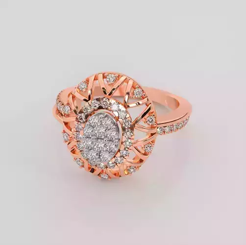 Italian diamond flower ring 3dm stl render detail 