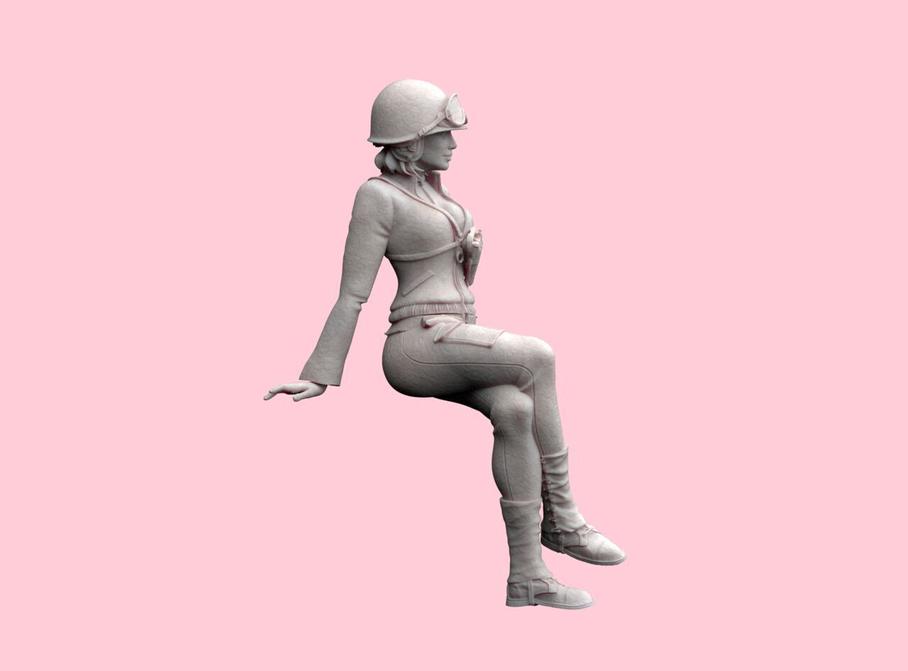 USA Woman Tank Crew WW2 3D print model_14