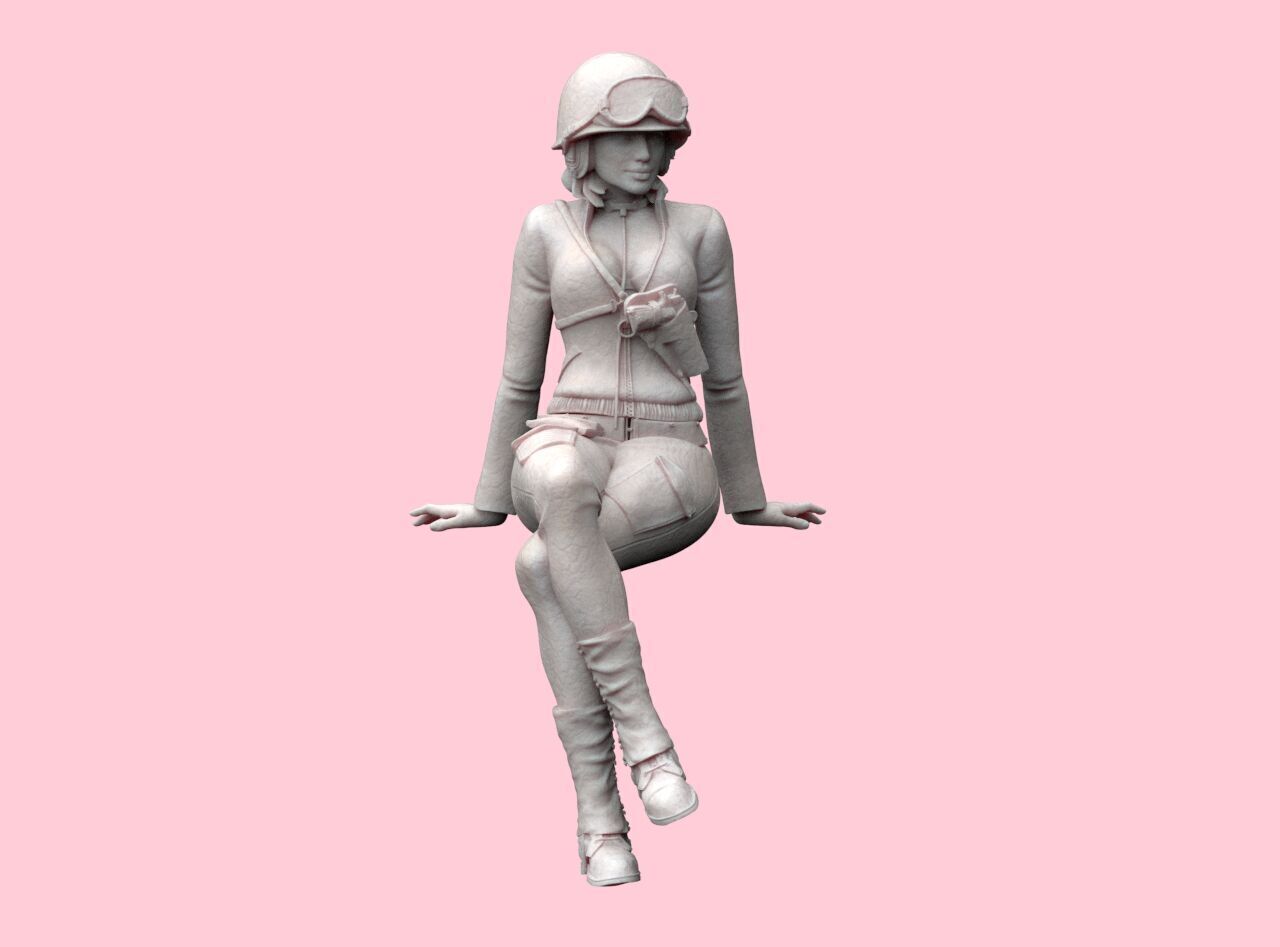 USA Woman Tank Crew WW2 3D print model_7