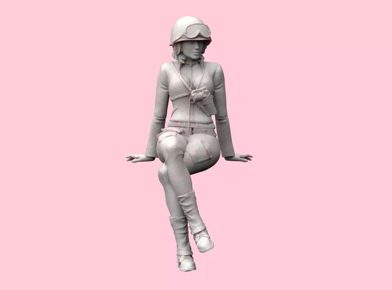 USA Woman Tank Crew WW2 3D print model_0