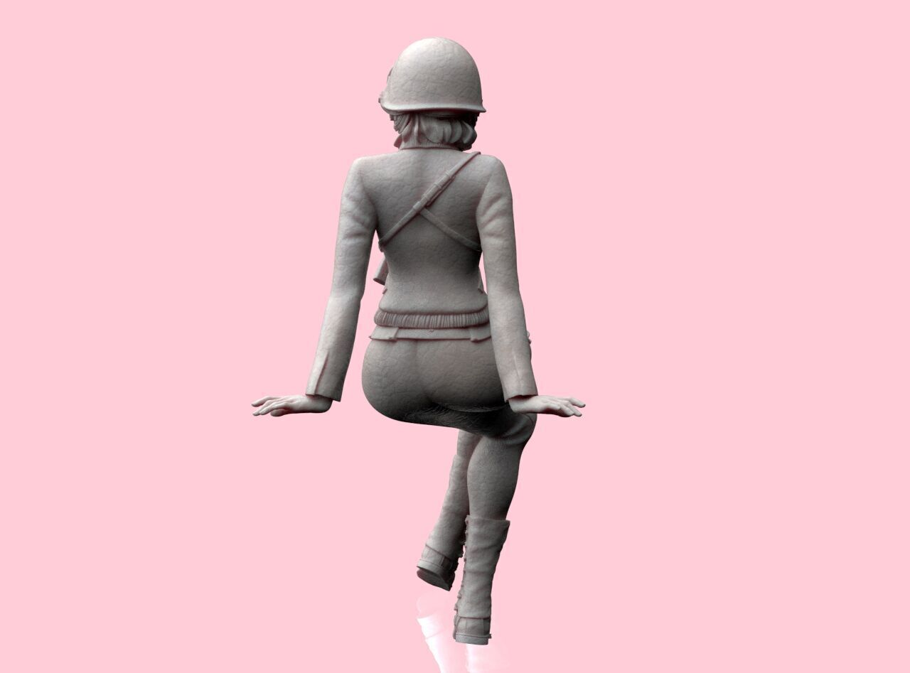 USA Woman Tank Crew WW2 3D print model_20