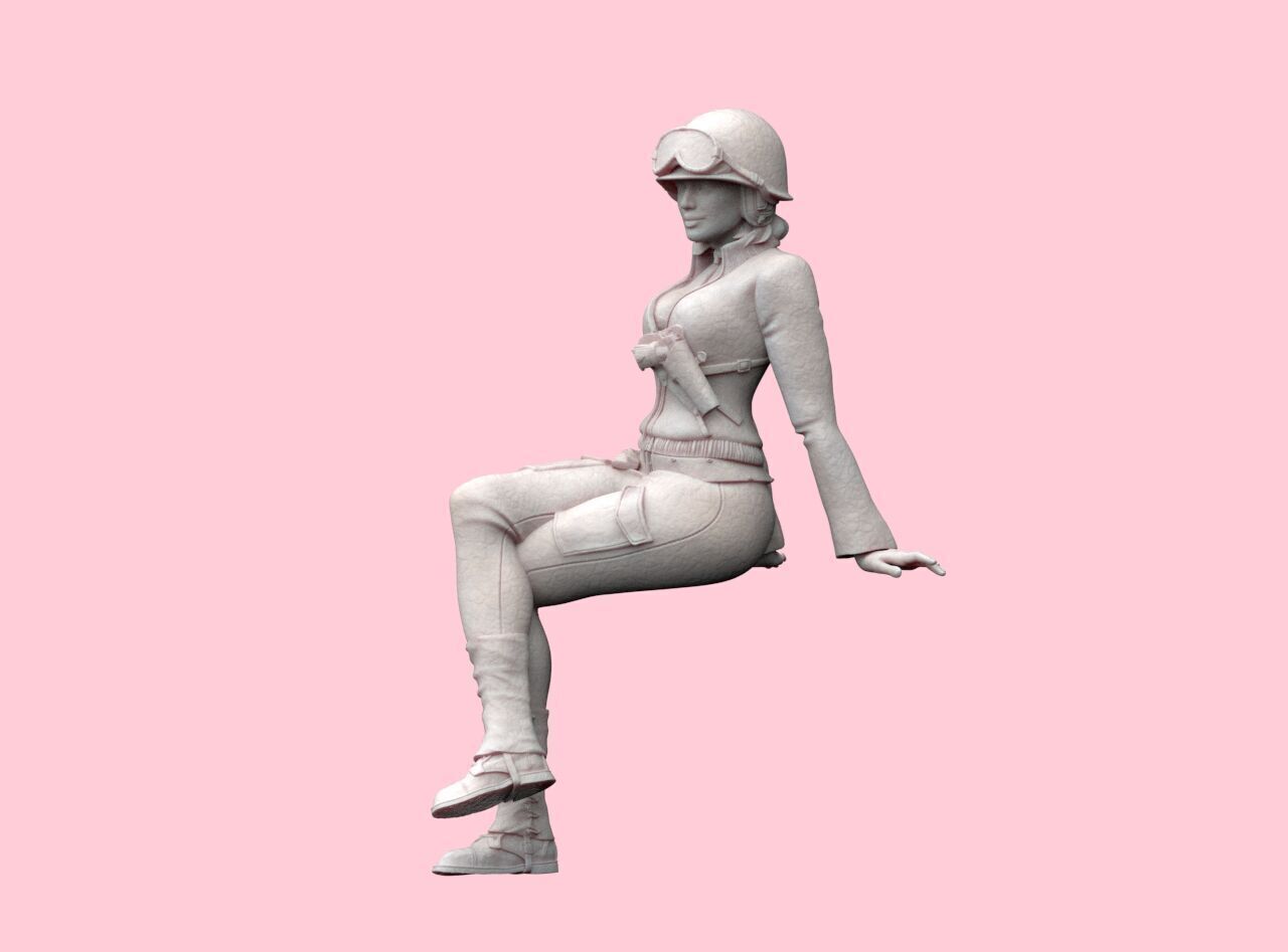 USA Woman Tank Crew WW2 3D print model_3