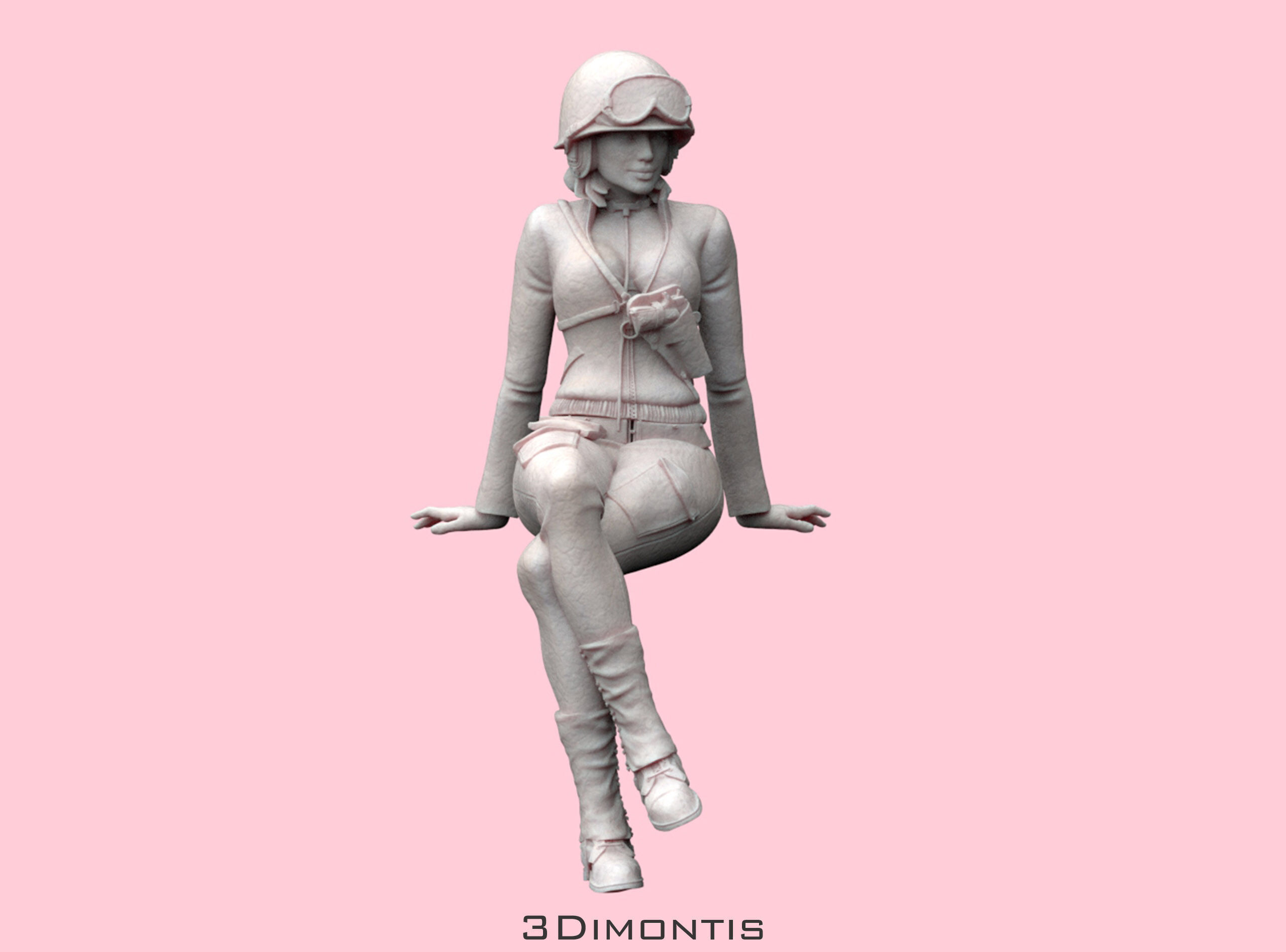 USA Woman Tank Crew WW2 3D print model_24