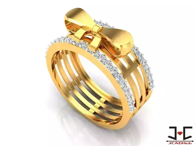 0235 - Tie Knot Diamond Studded Ladies Ring - JCADHub