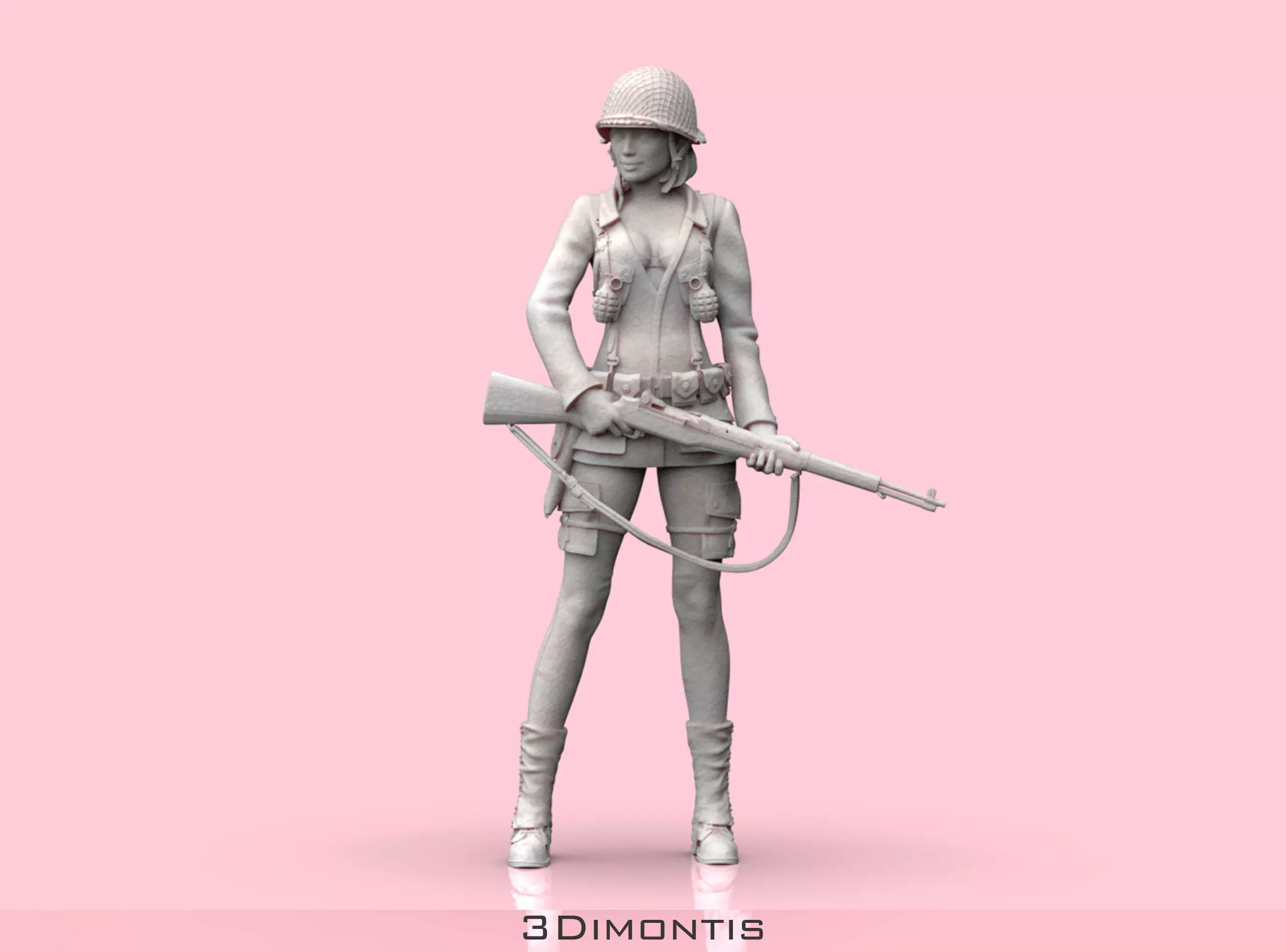 USA Woman Soldier WW2 3D print model