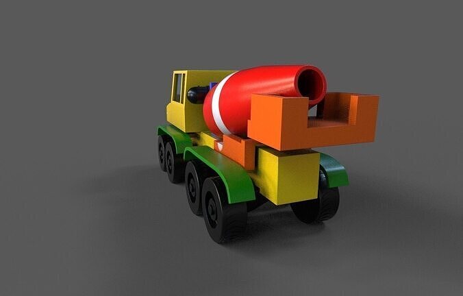 Toy Concrete Mixer Truck Low-poly 3D model 4