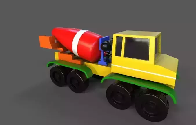 Toy Concrete Mixer Truck Low-poly 3D model