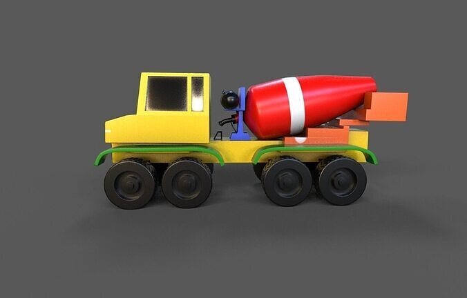 Toy Concrete Mixer Truck Low-poly 3D model 3