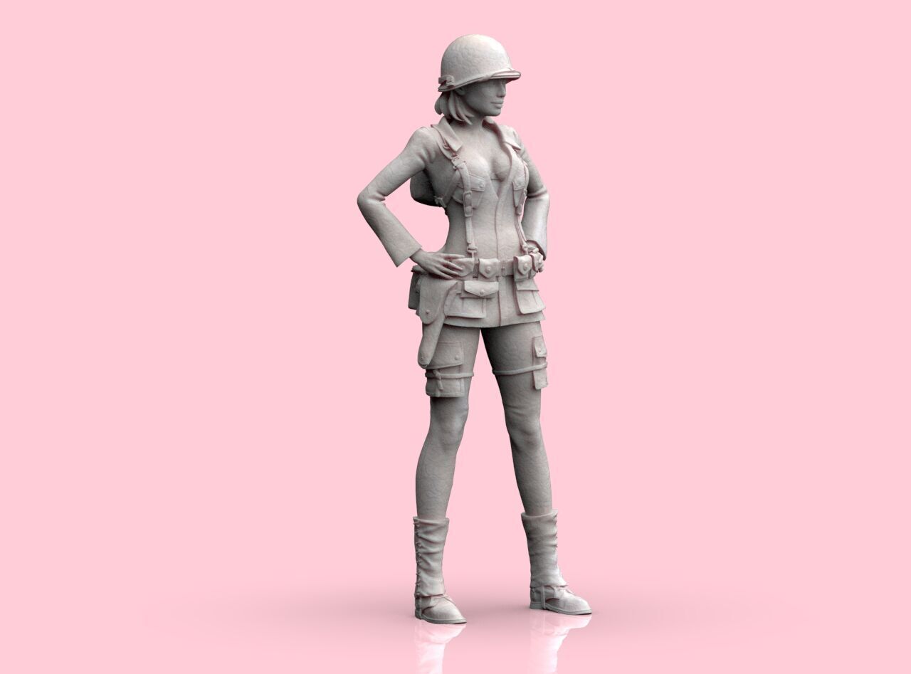 USA Woman Soldier WW2 3D print model_17