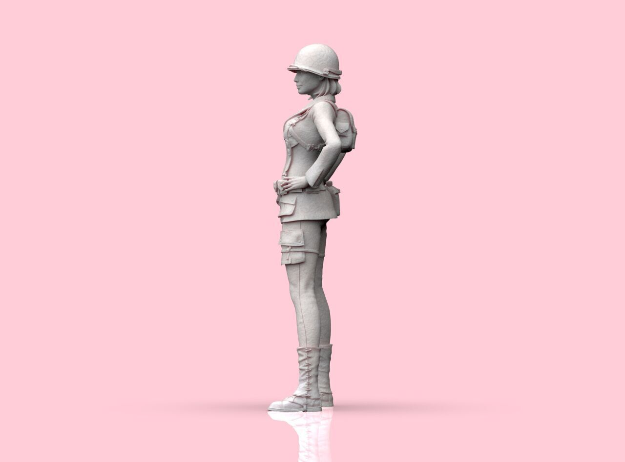 USA Woman Soldier WW2 3D print model_10