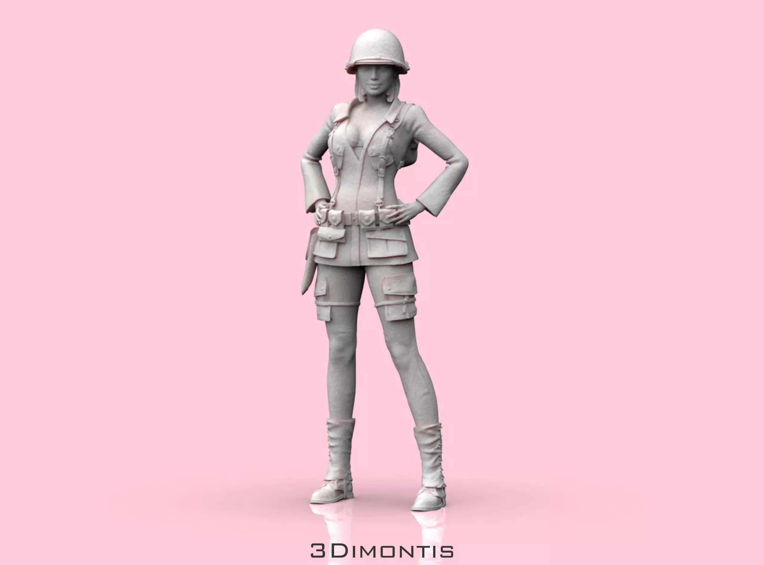 USA Woman Soldier WW2 3D print model_0
