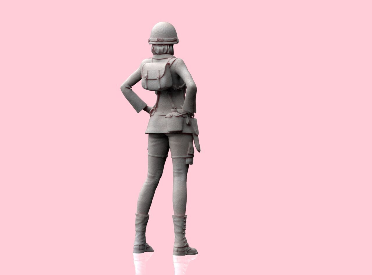 USA Woman Soldier WW2 3D print model_9