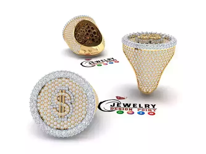 Custom Dollar Sign Ring - Championship Money Diamond Ring 