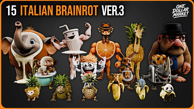 15 Italian brainrot Collection - Version 3 3D model