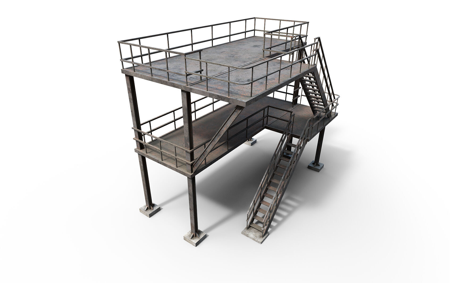 Industrial stair v2 Low-poly 3D model_6
