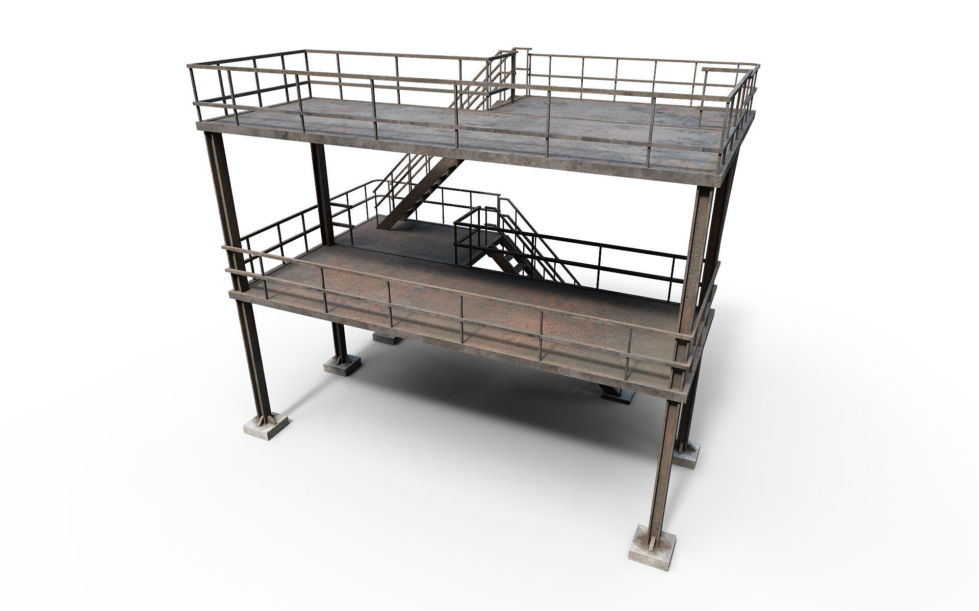 Industrial stair v2 Low-poly 3D model_4