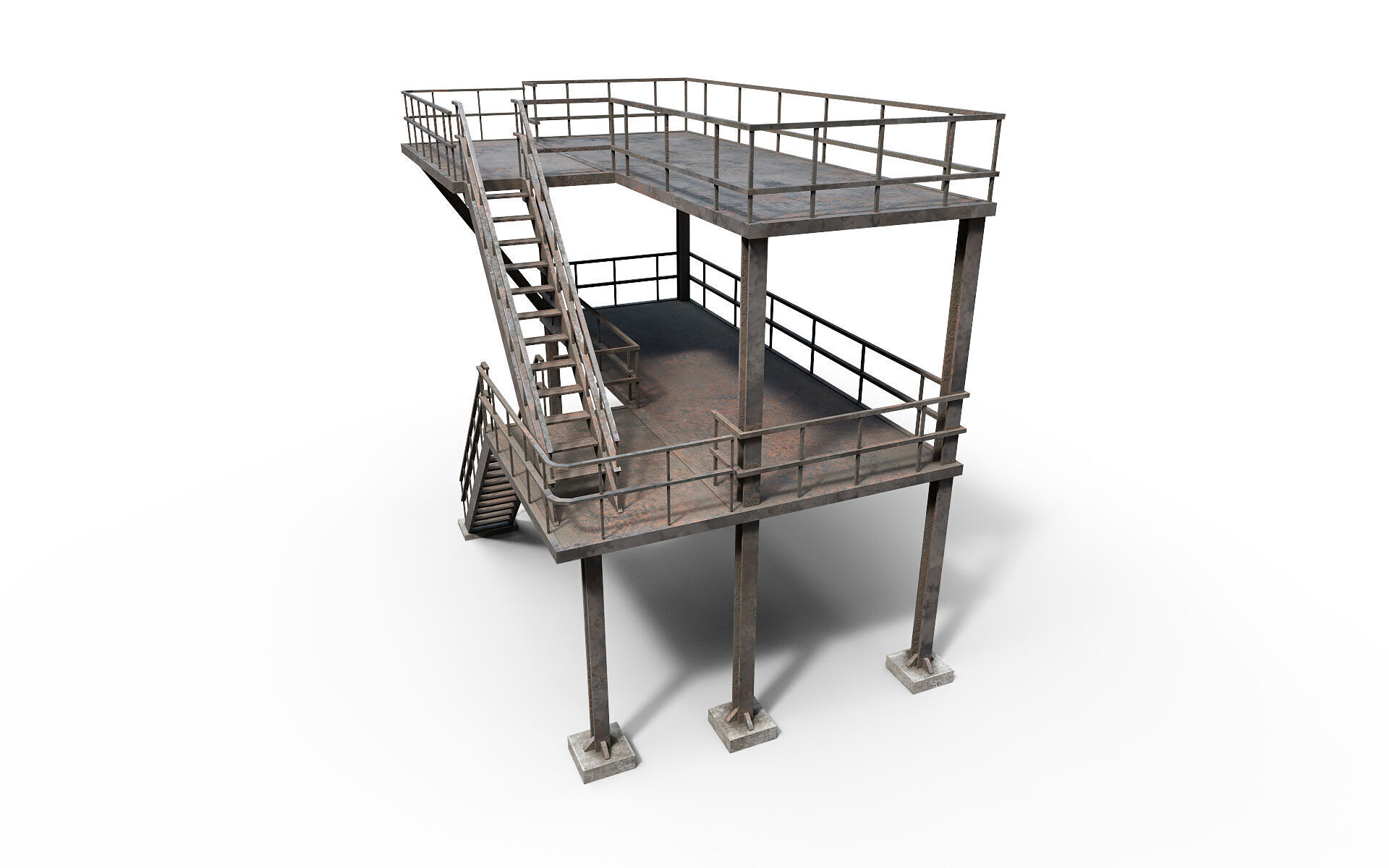 Industrial stair v2 Low-poly 3D model_1