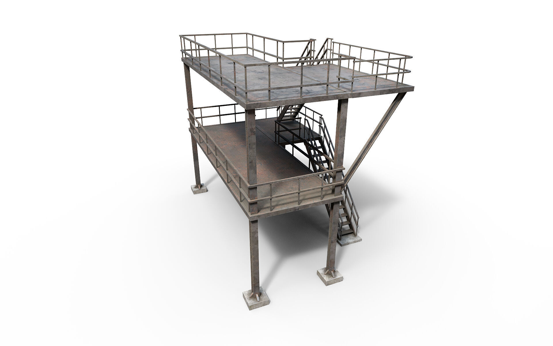 Industrial stair v2 Low-poly 3D model_5
