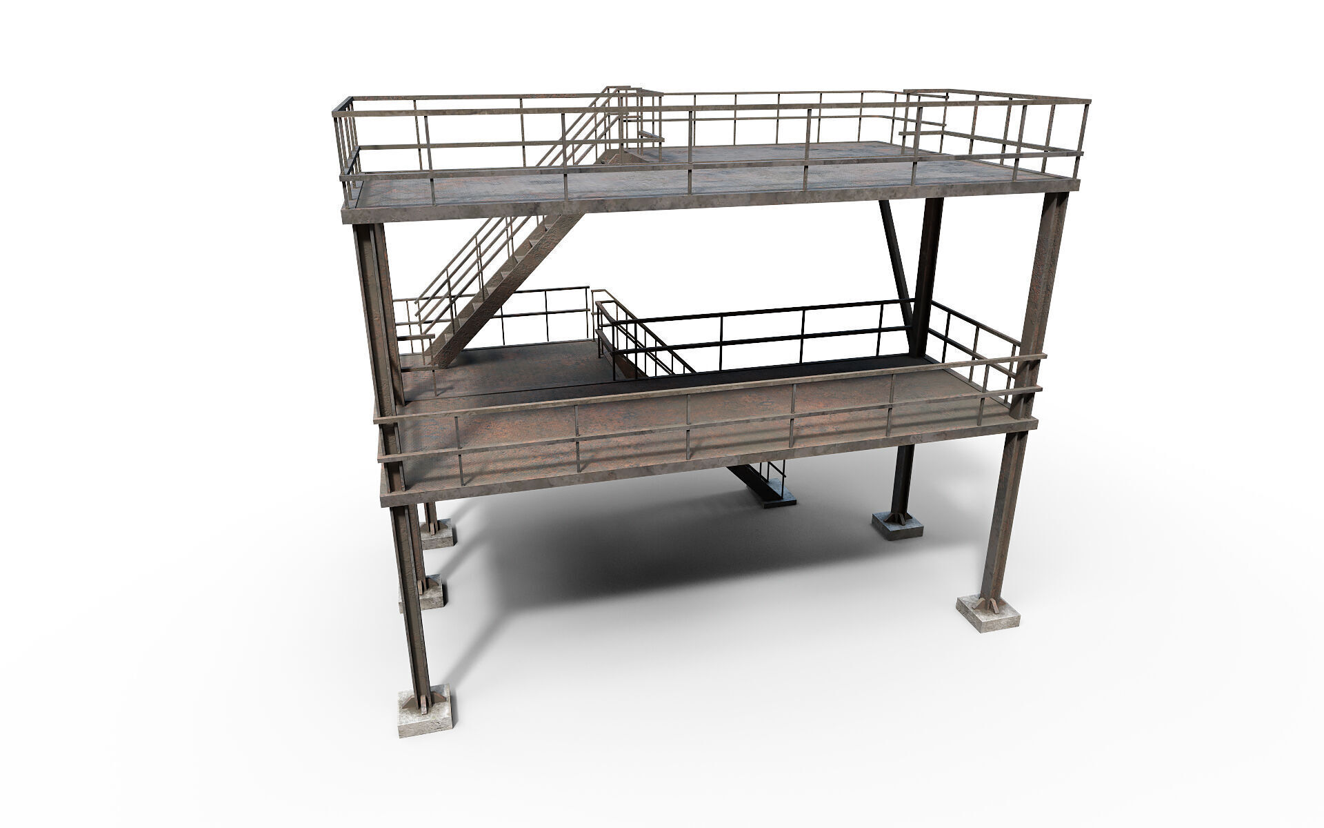 Industrial stair v2 Low-poly 3D model_3