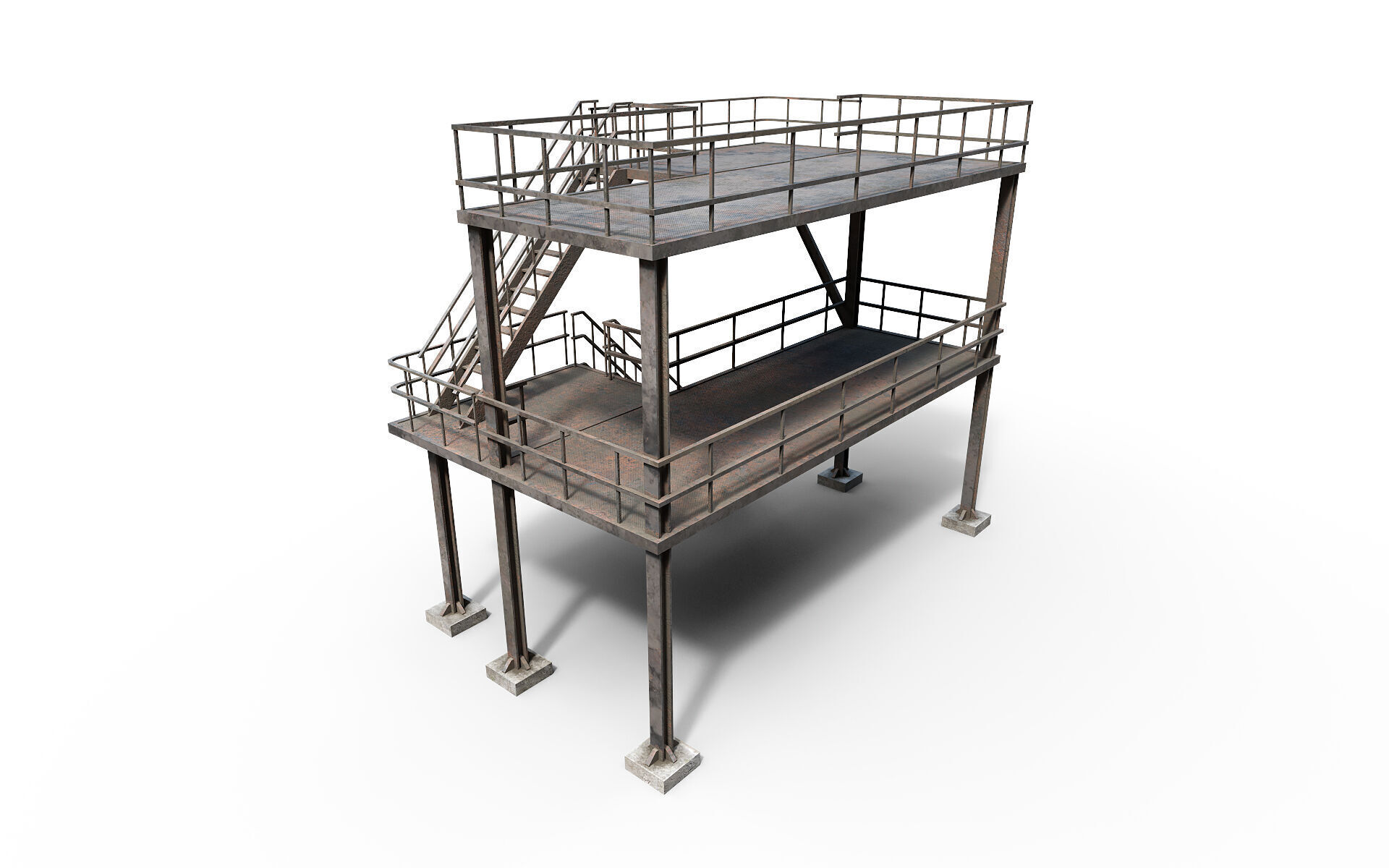 Industrial stair v2 Low-poly 3D model_2