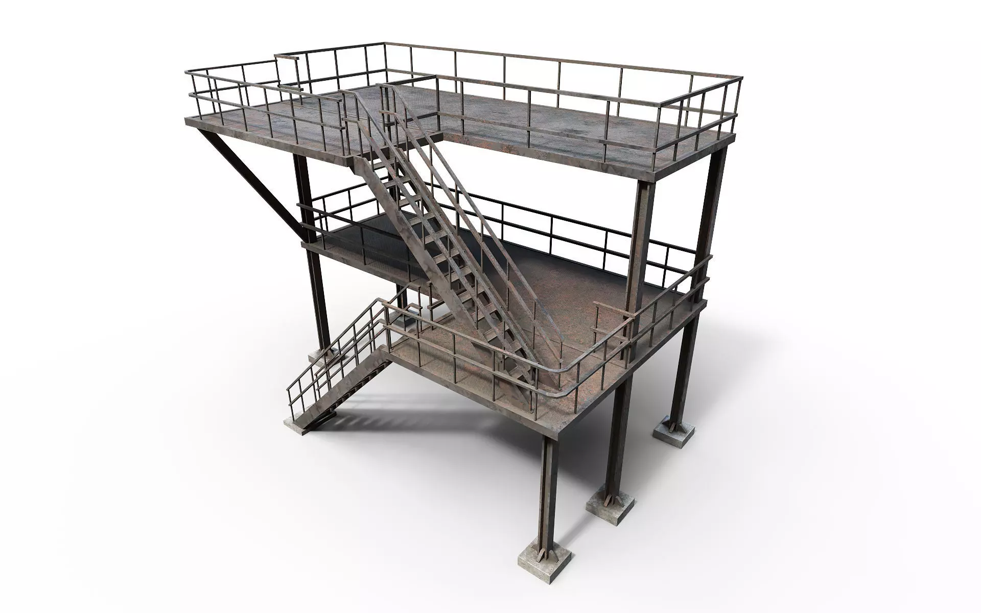 Industrial stair v2 Low-poly 3D model_0