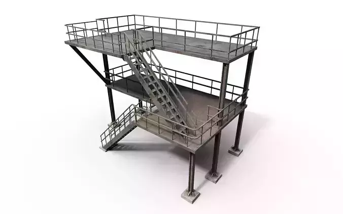 Industrial stair v2 Low-poly 3D model
