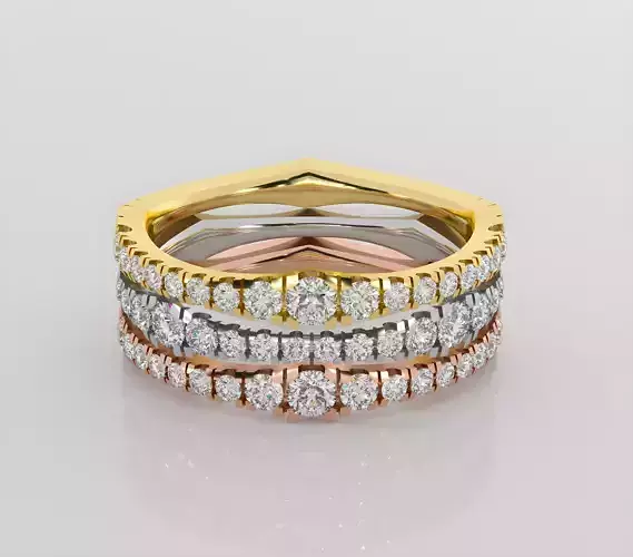 Tri Wire Band Italian diamond ring 3dm stl render detail 3D print model Tri Wire Band Italian diamond ring 3dm stl render detail 3D print model