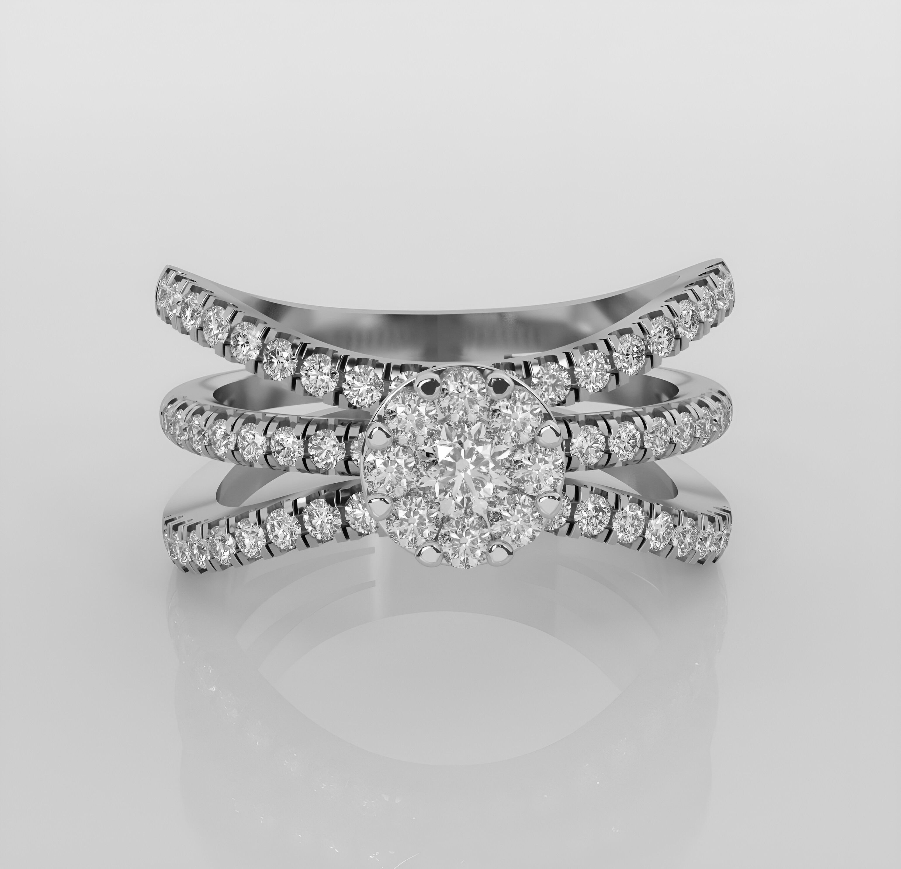 Wire Italian diamond ring 3dm stl render detail 3D print model_4