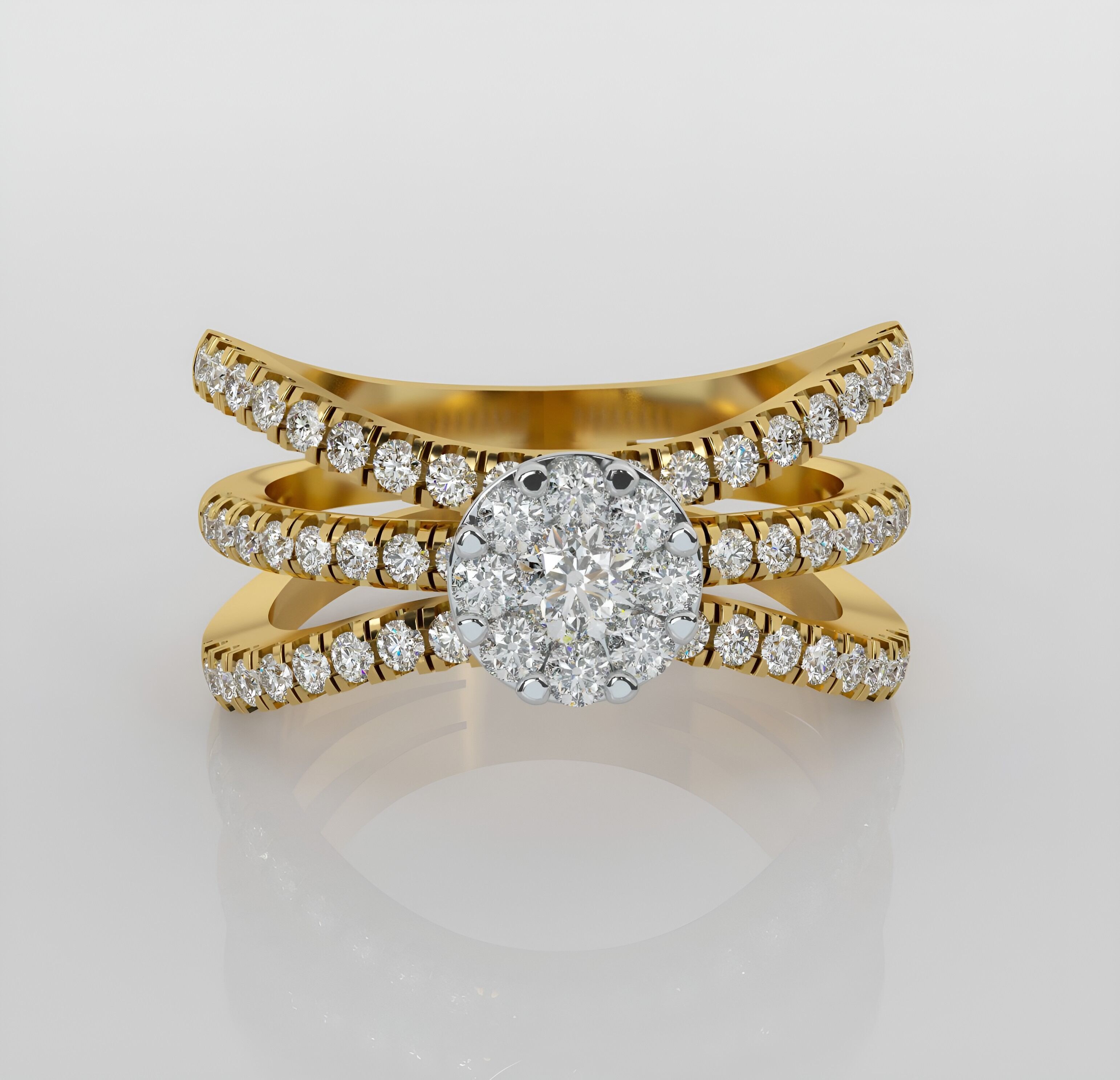 Wire Italian diamond ring 3dm stl render detail 3D print model_3