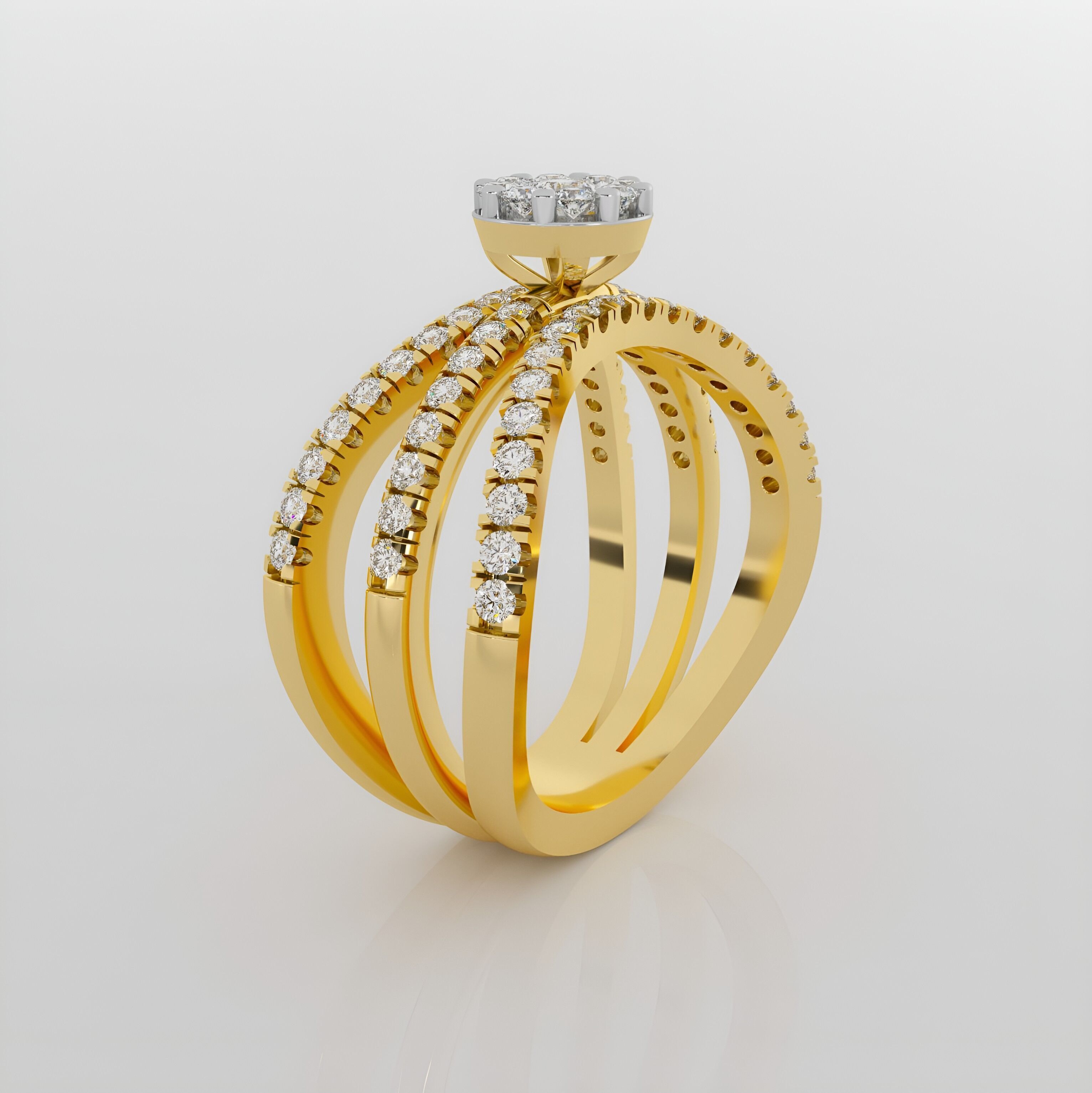 Wire Italian diamond ring 3dm stl render detail 3D print model_2