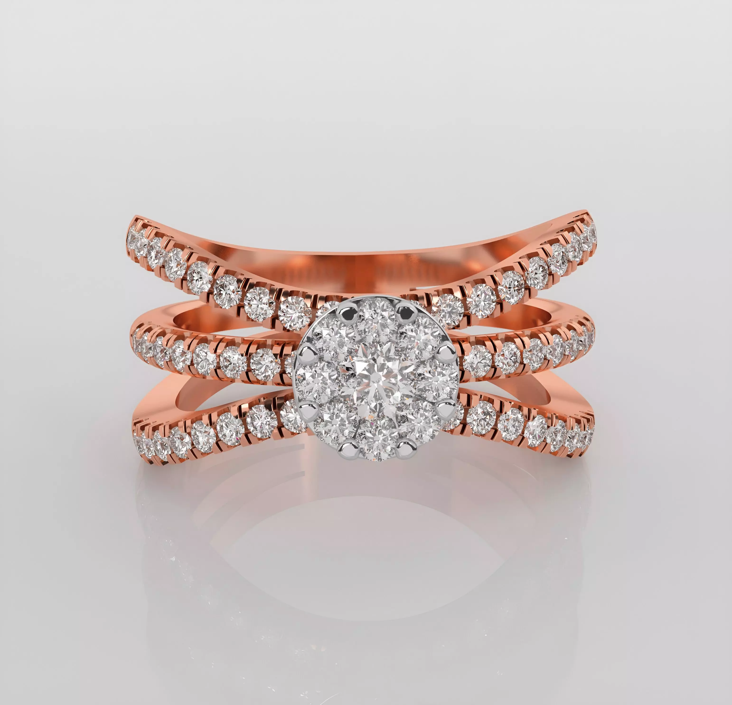 Wire Italian diamond ring 3dm stl render detail 3D print model_0