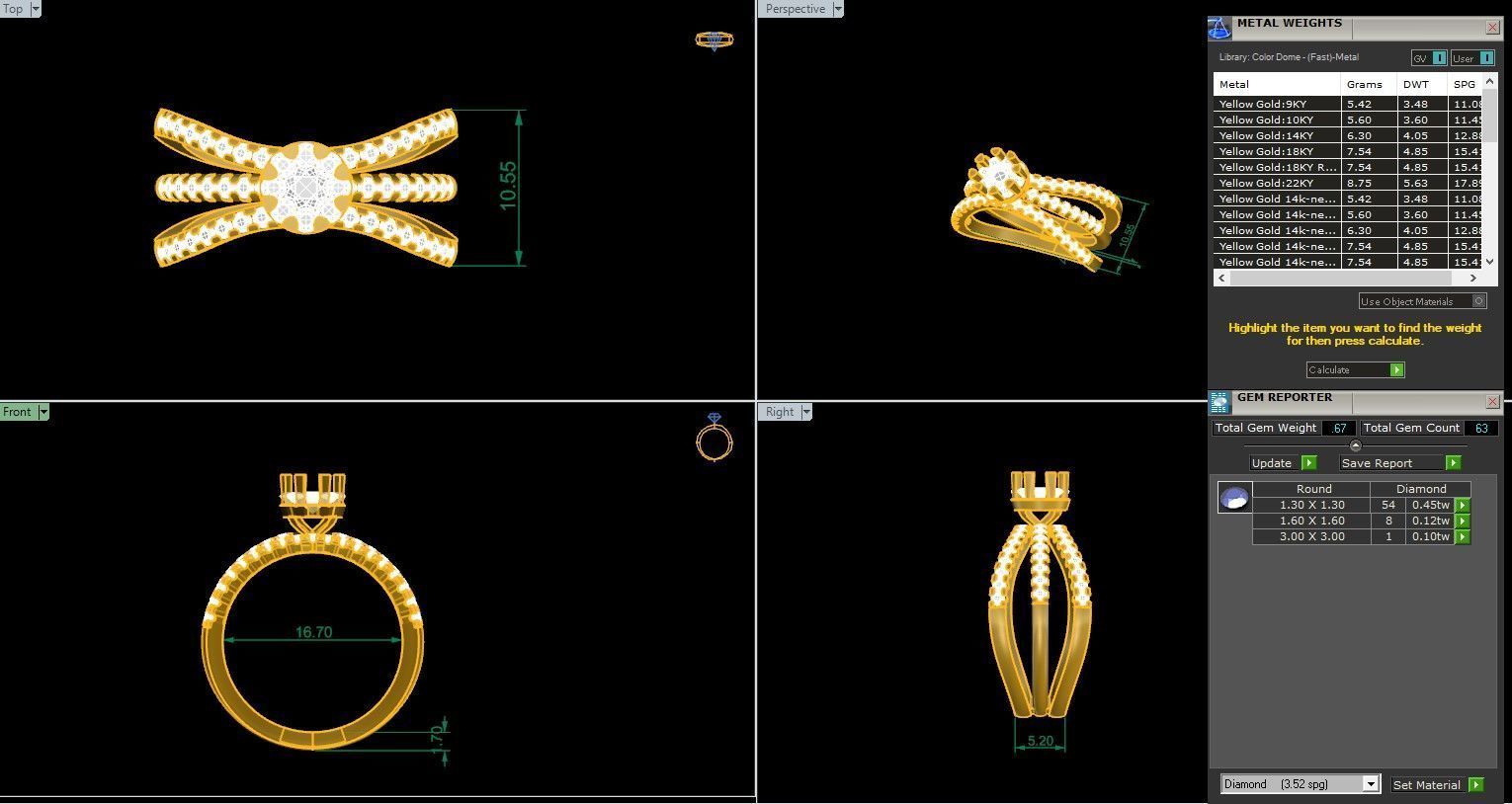 Wire Italian diamond ring 3dm stl render detail 3D print model_1