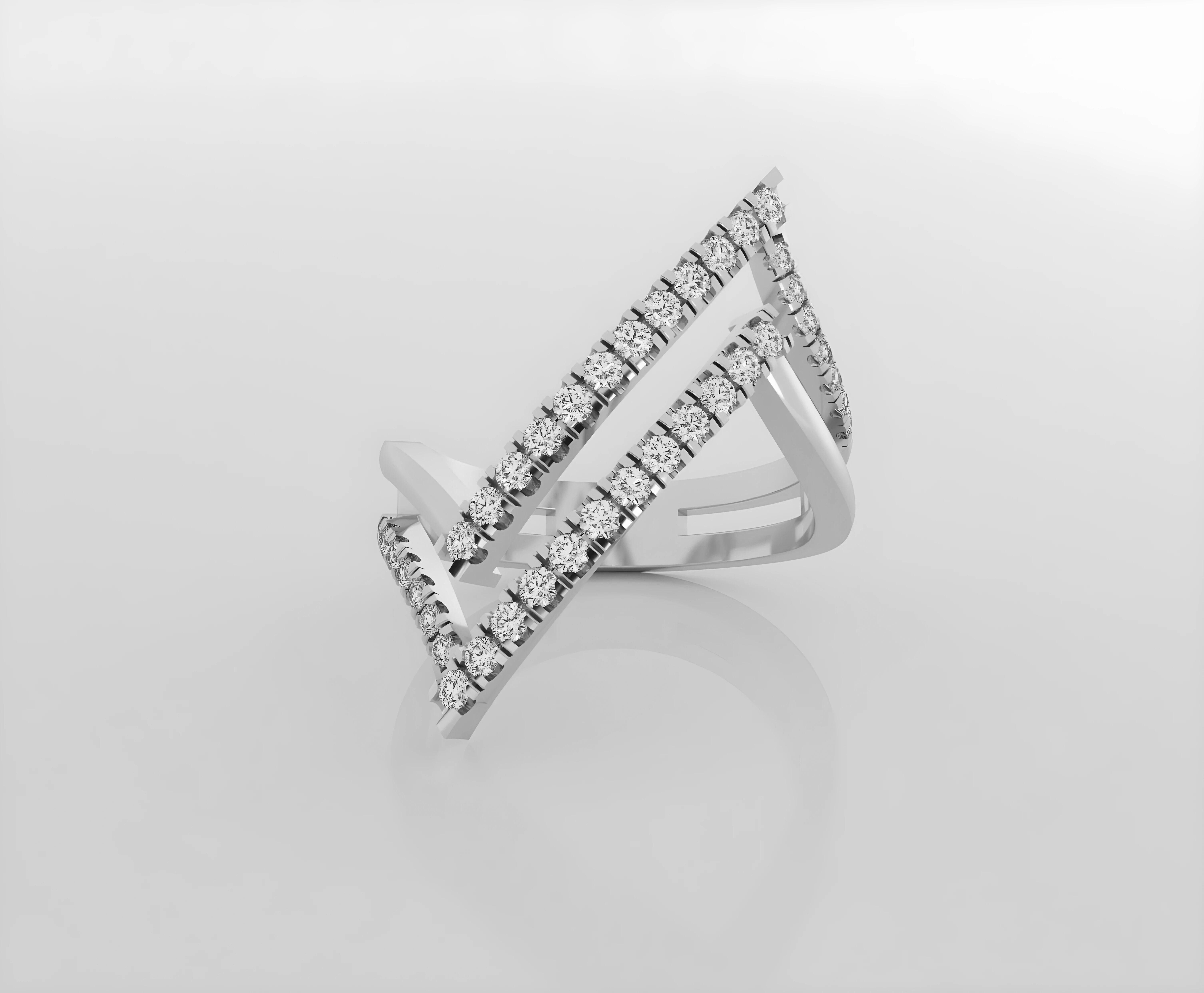 Dual Wire Italian diamond ring 3dm stl render detail 3D print model_3