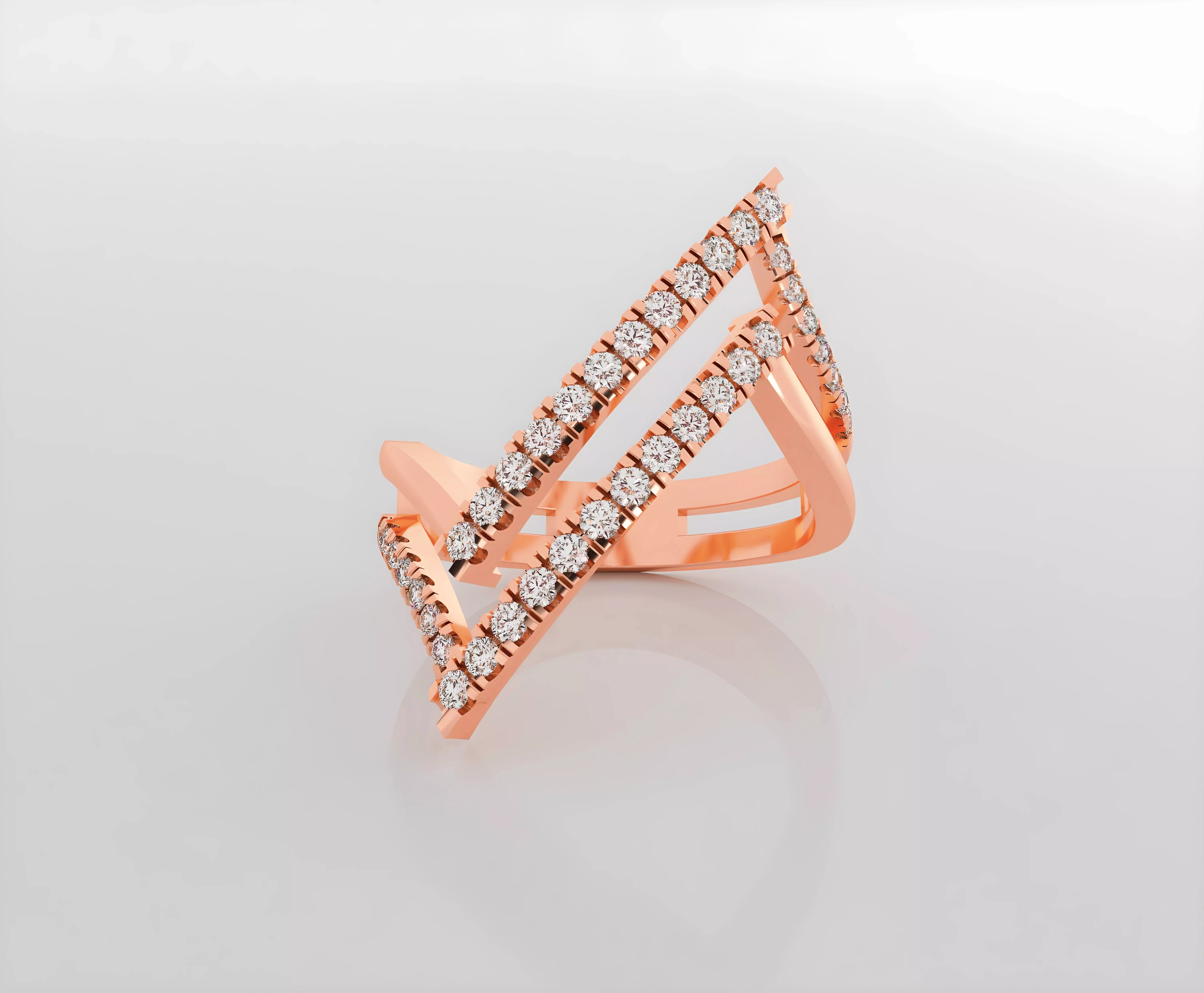 Dual Wire Italian diamond ring 3dm stl render detail 3D print model_0