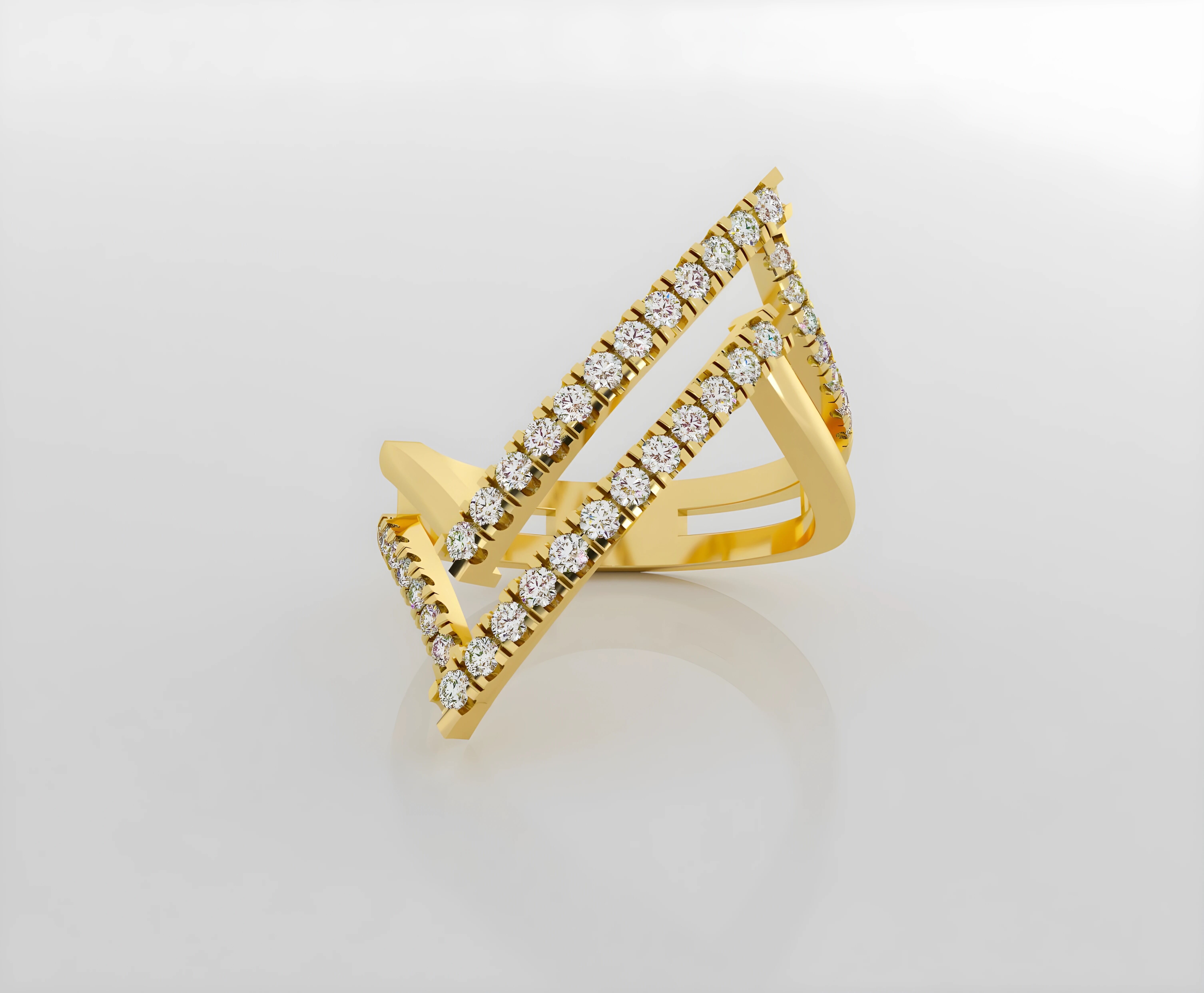 Dual Wire Italian diamond ring 3dm stl render detail 3D print model_2
