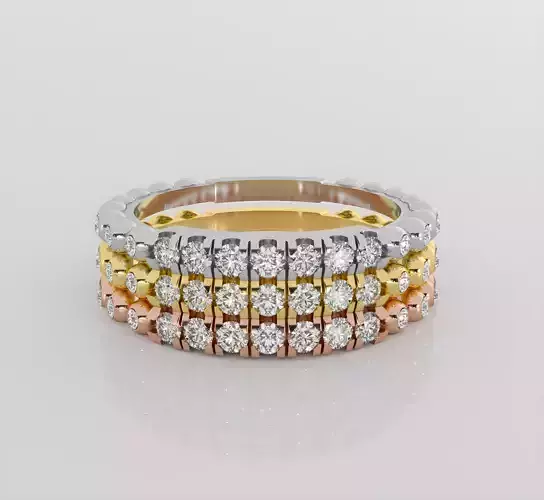 Tri Wire Band Italian diamond ring 3dm stl render detail 3D print model Tri Wire Band Italian diamond ring 3dm stl render detail 3D print model