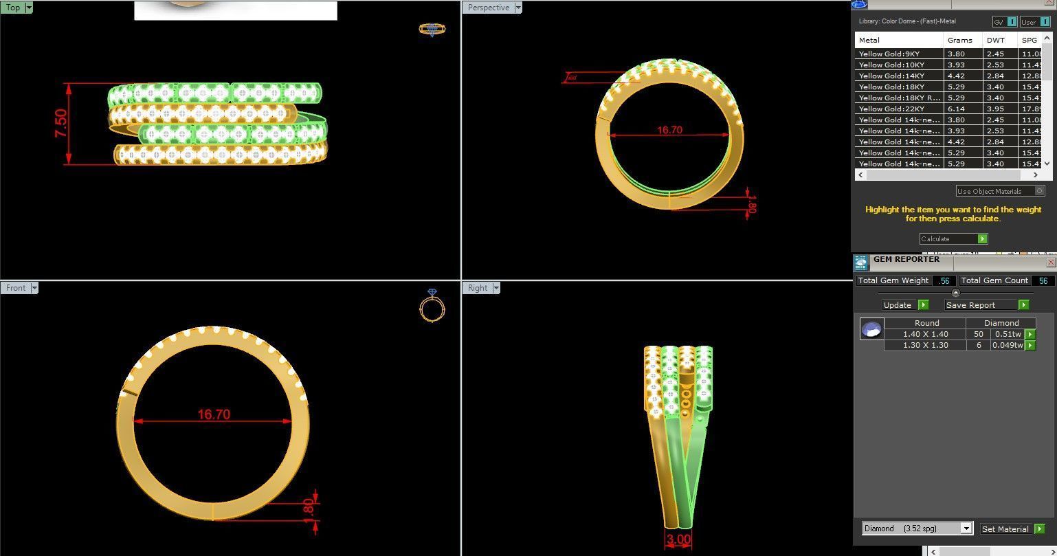 Wire Italian diamond ring 3dm stl render detail 3D print model_1