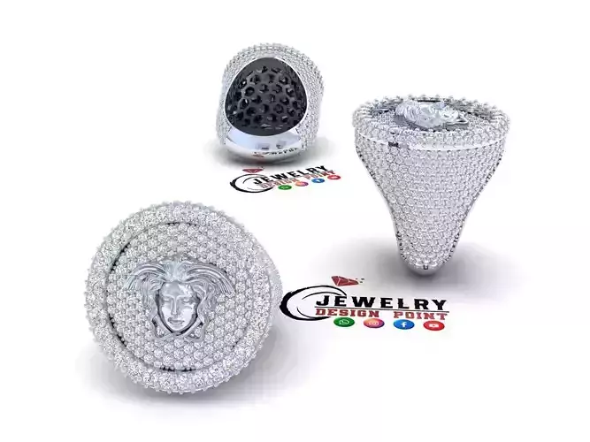 Custom Medusa Versace Championship Ring - Signet Diamond Ring 