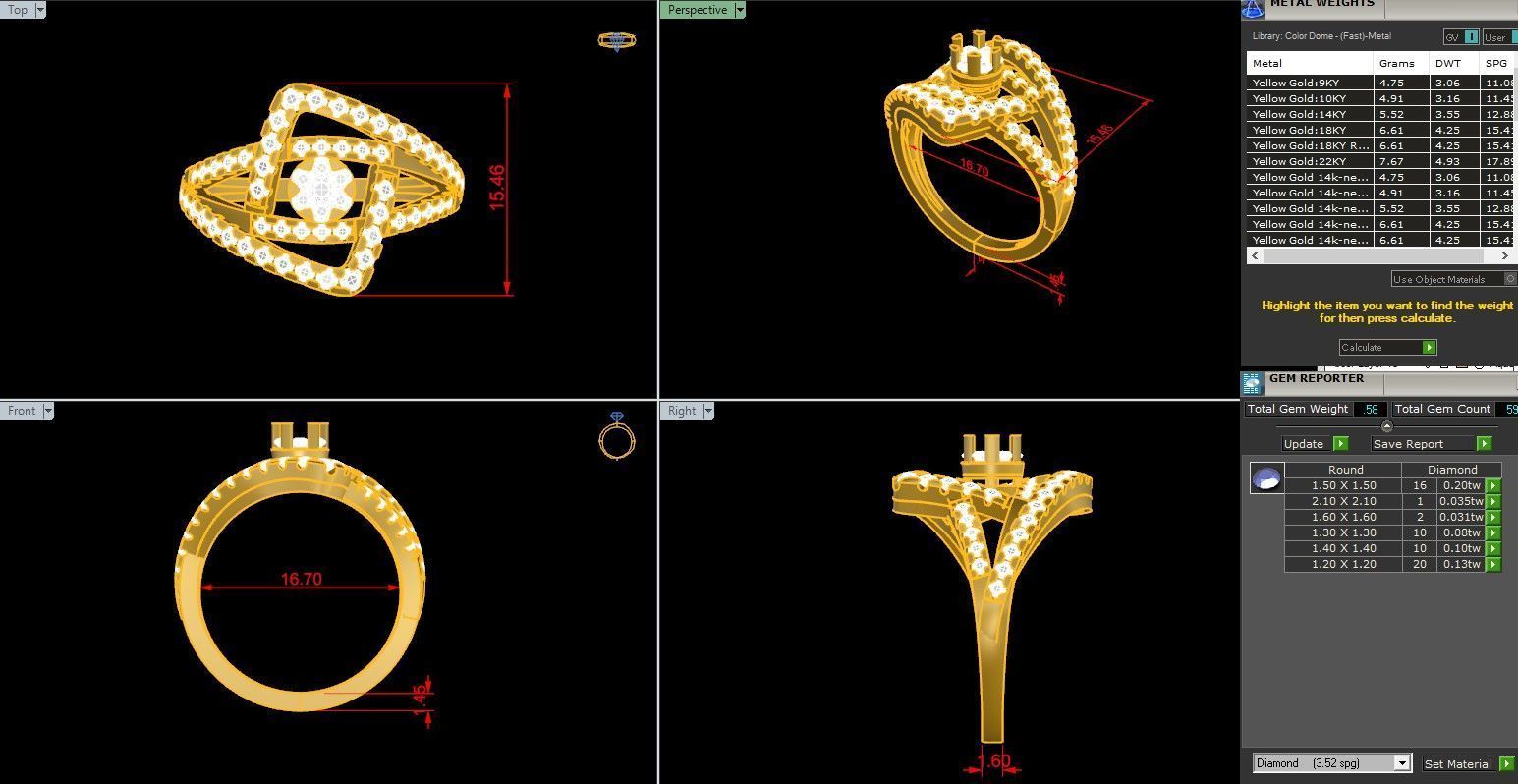 Italian diamond ring 3dm stl render detail 3D print model_1