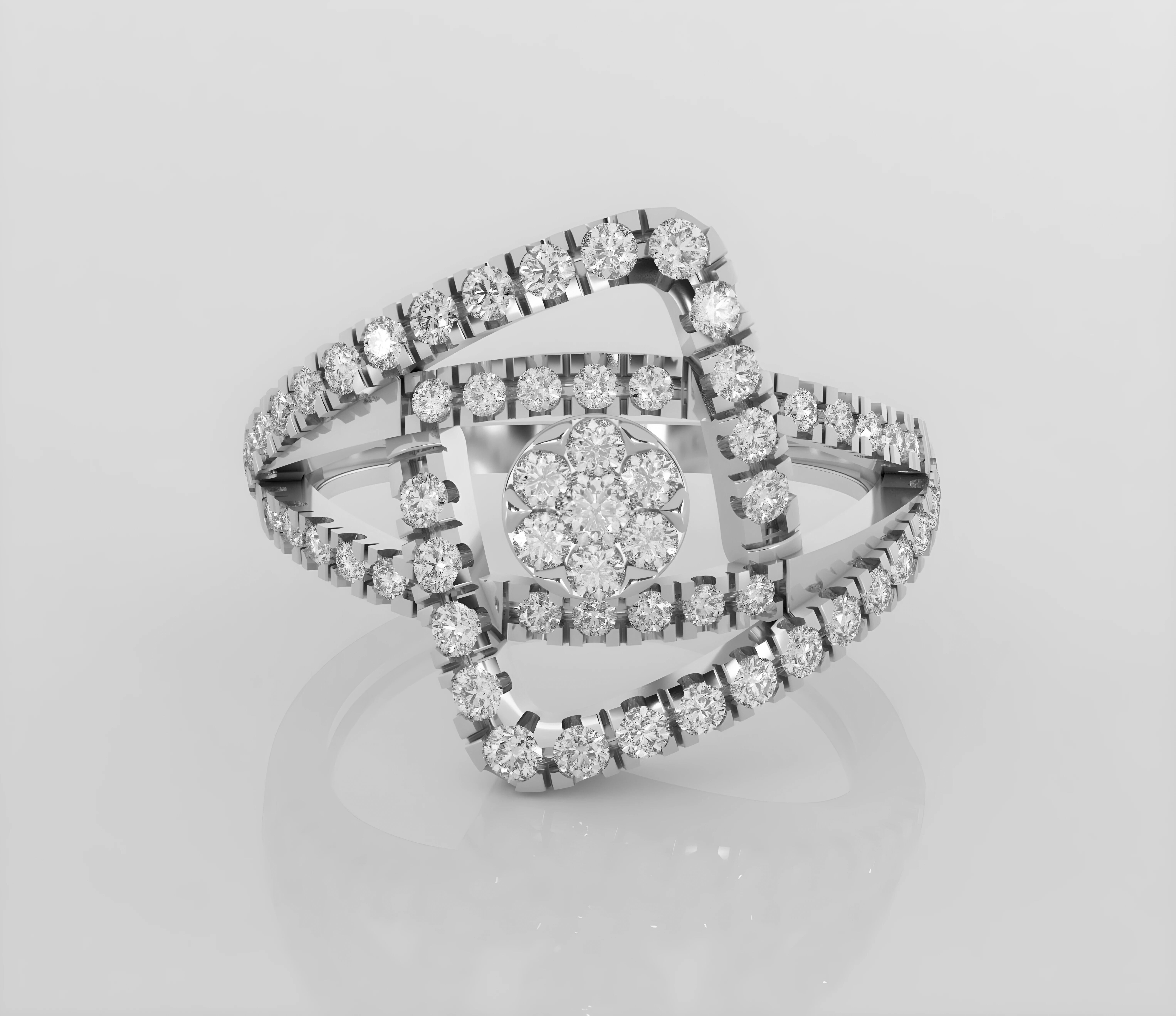 Italian diamond ring 3dm stl render detail 3D print model_3