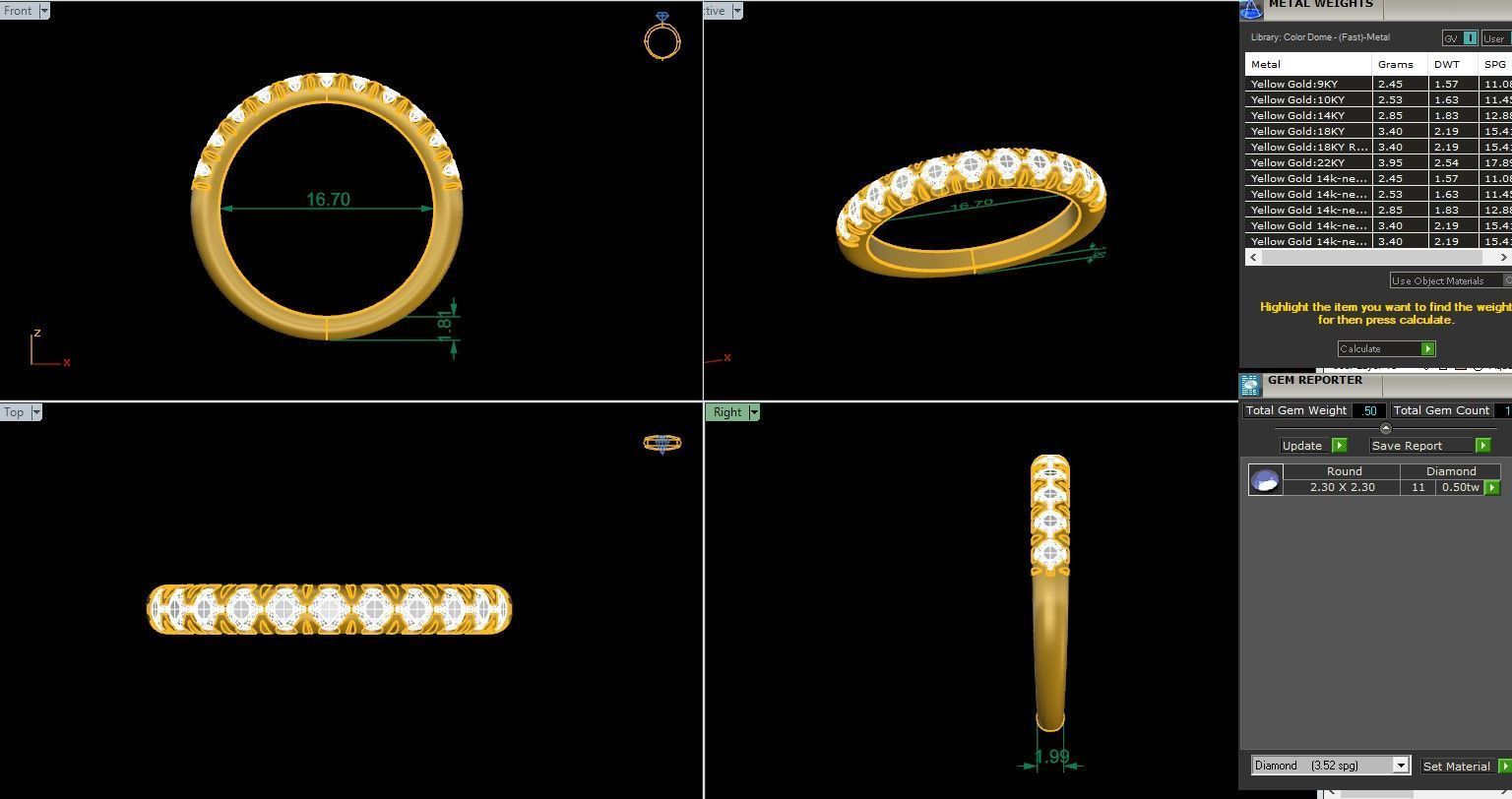 Italian band diamond ring 3dm stl render detail 3D print model_1