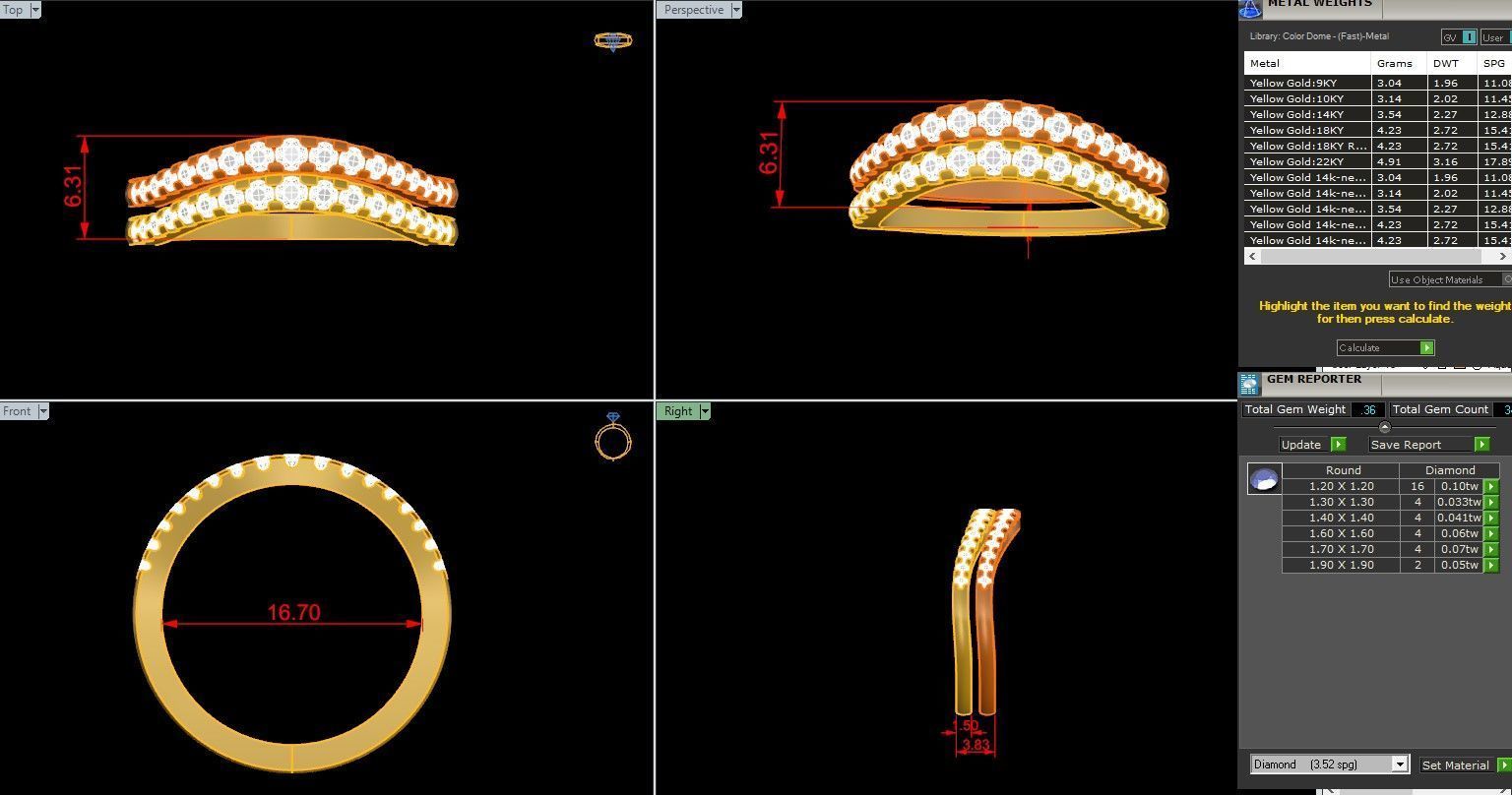 Dual Wire Italian diamond ring 3dm stl render detail  3D print model_1