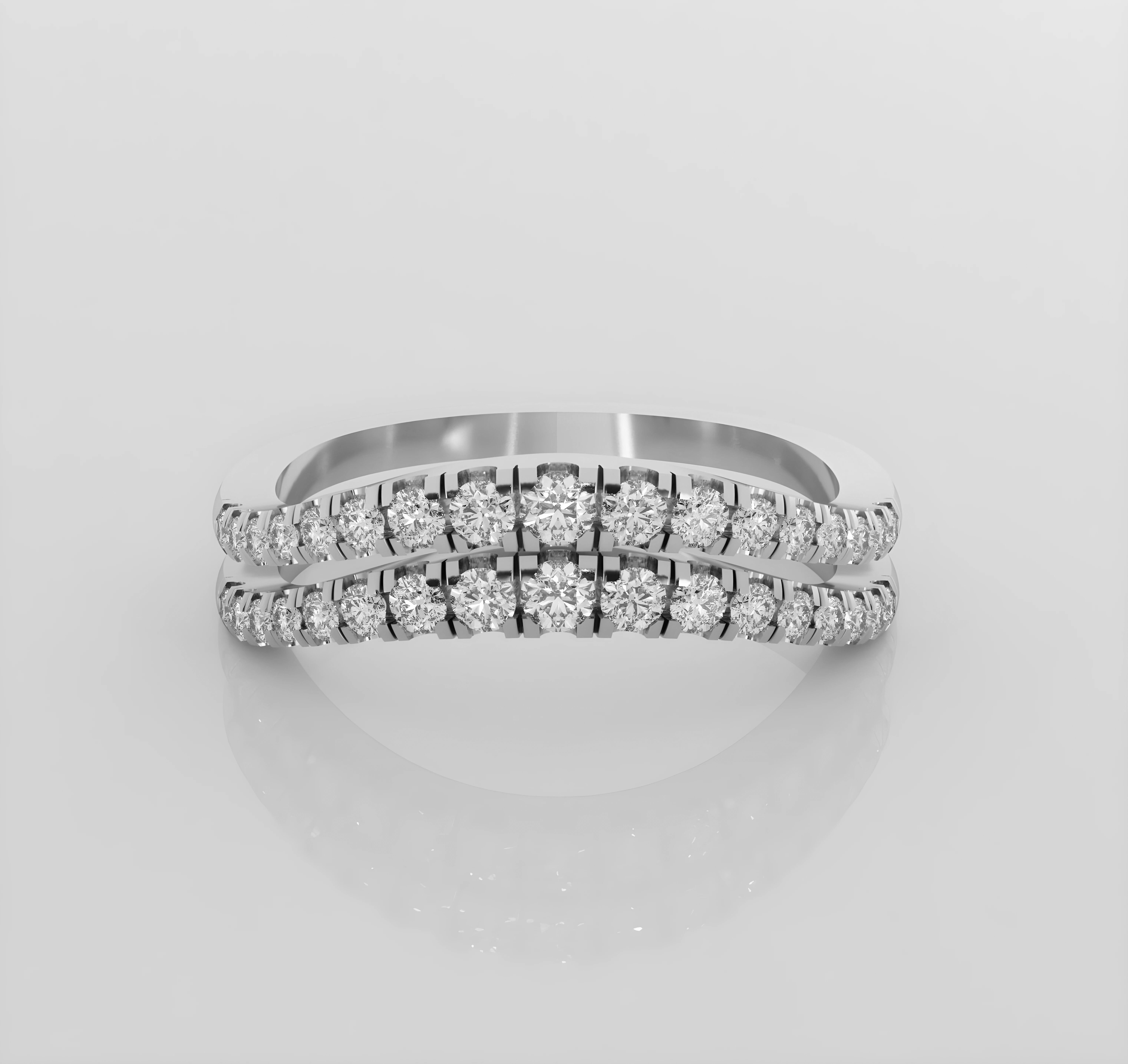 Dual Wire Italian diamond ring 3dm stl render detail  3D print model_3