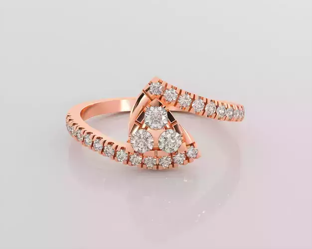 Tri Star Italian diamond ring 3dm stl render detail 