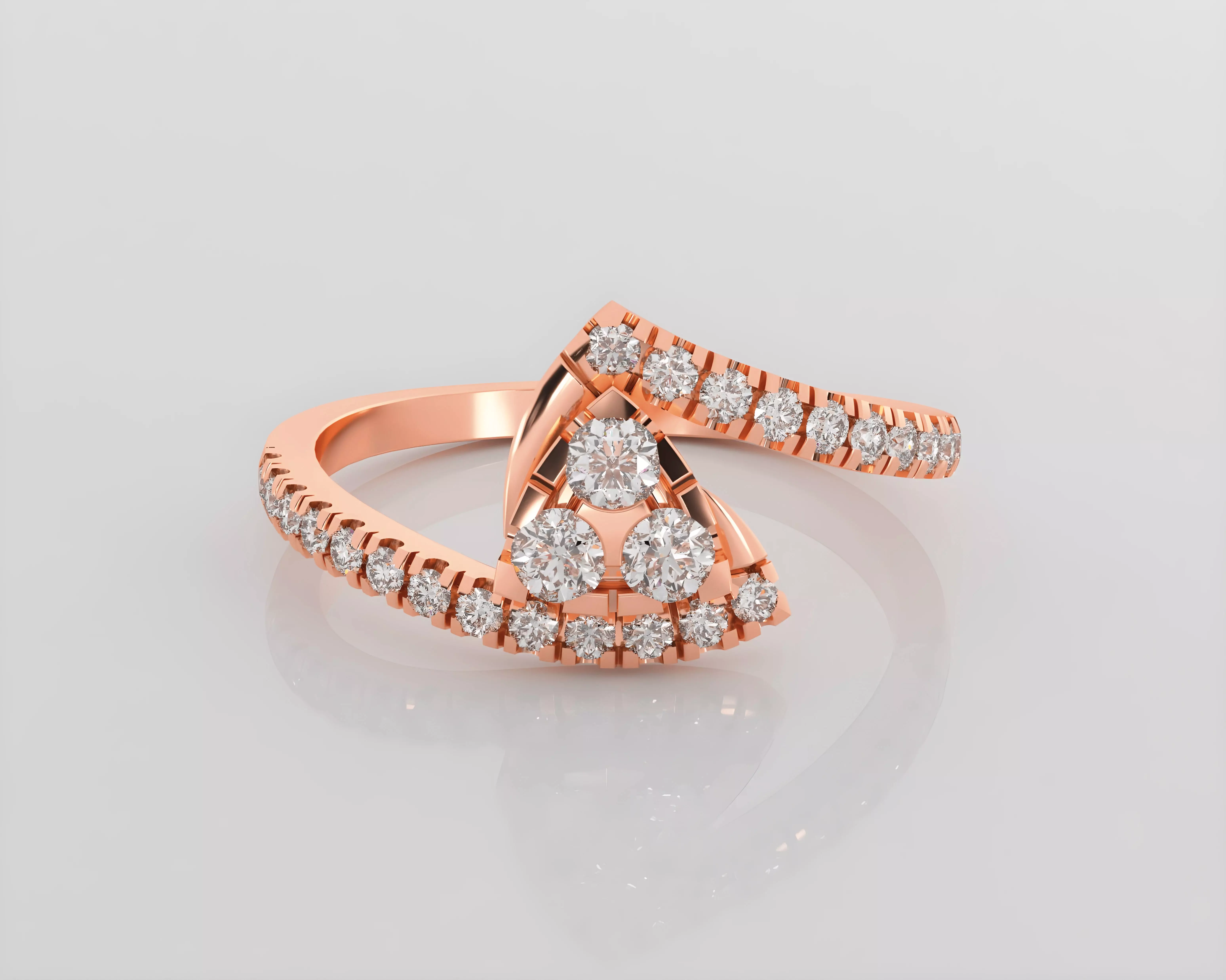 Tri Star Italian diamond ring 3dm stl render detail 3D print model