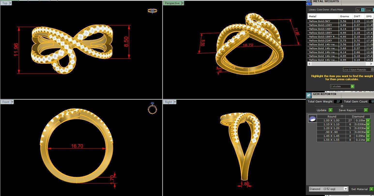 Wire Italian diamond ring 3dm stl render detail  3D print model_1