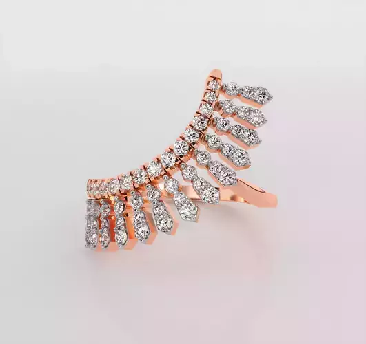 Wings Italian diamond ring 3dm stl  render detail