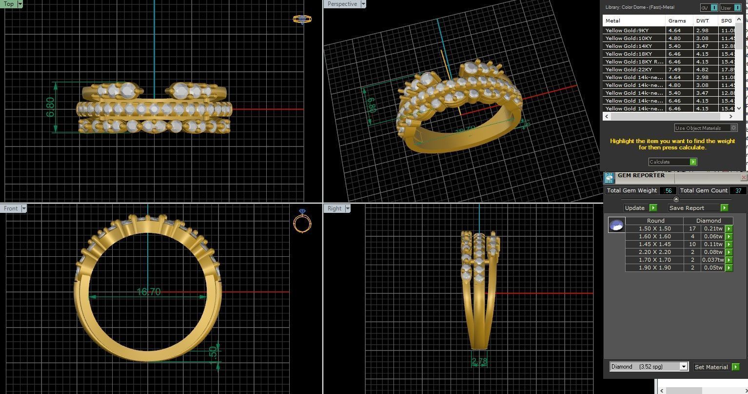 Tri Wire diamond ring 3dm stl render detail 3D print model_1