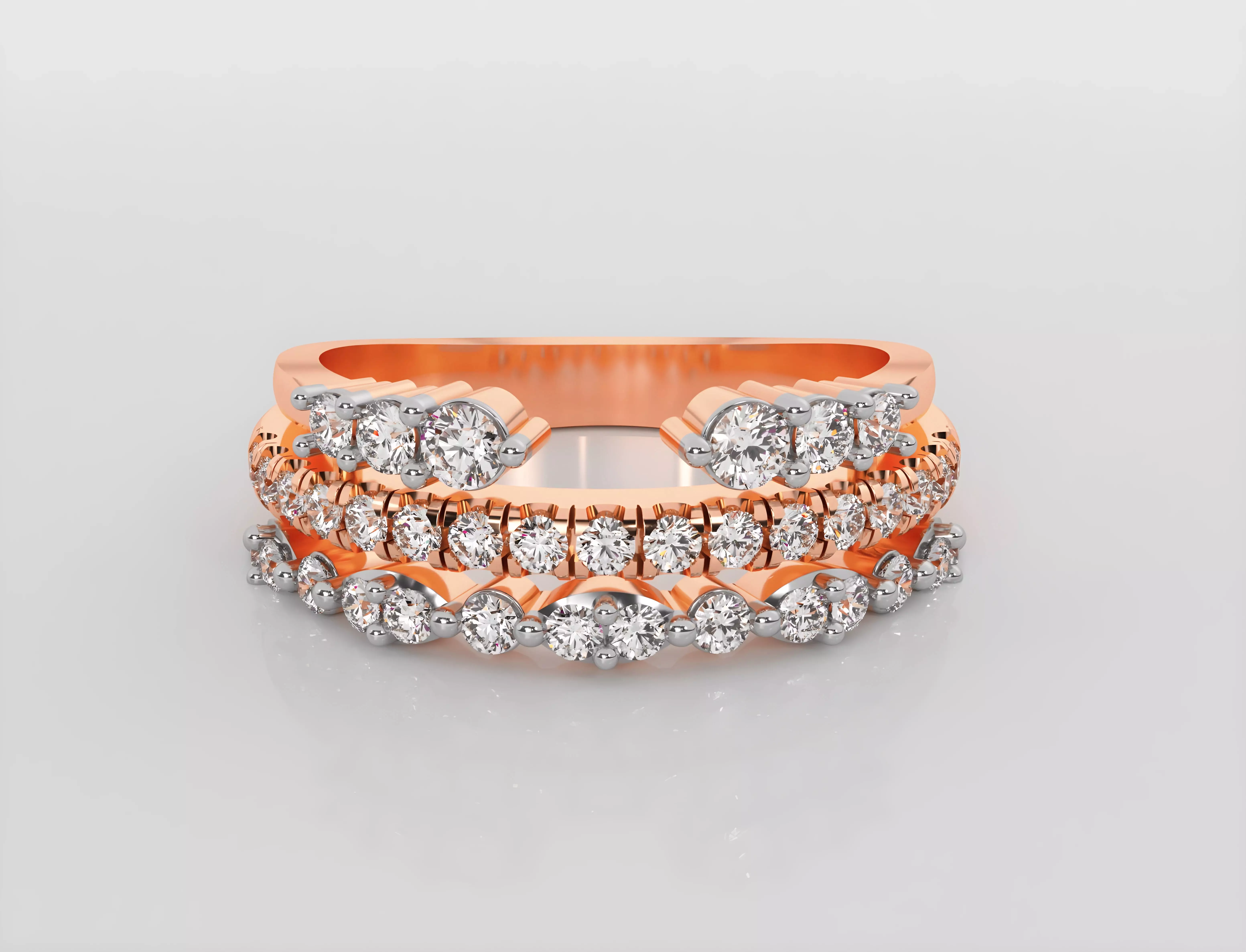 Tri Wire diamond ring 3dm stl render detail 3D print model_0