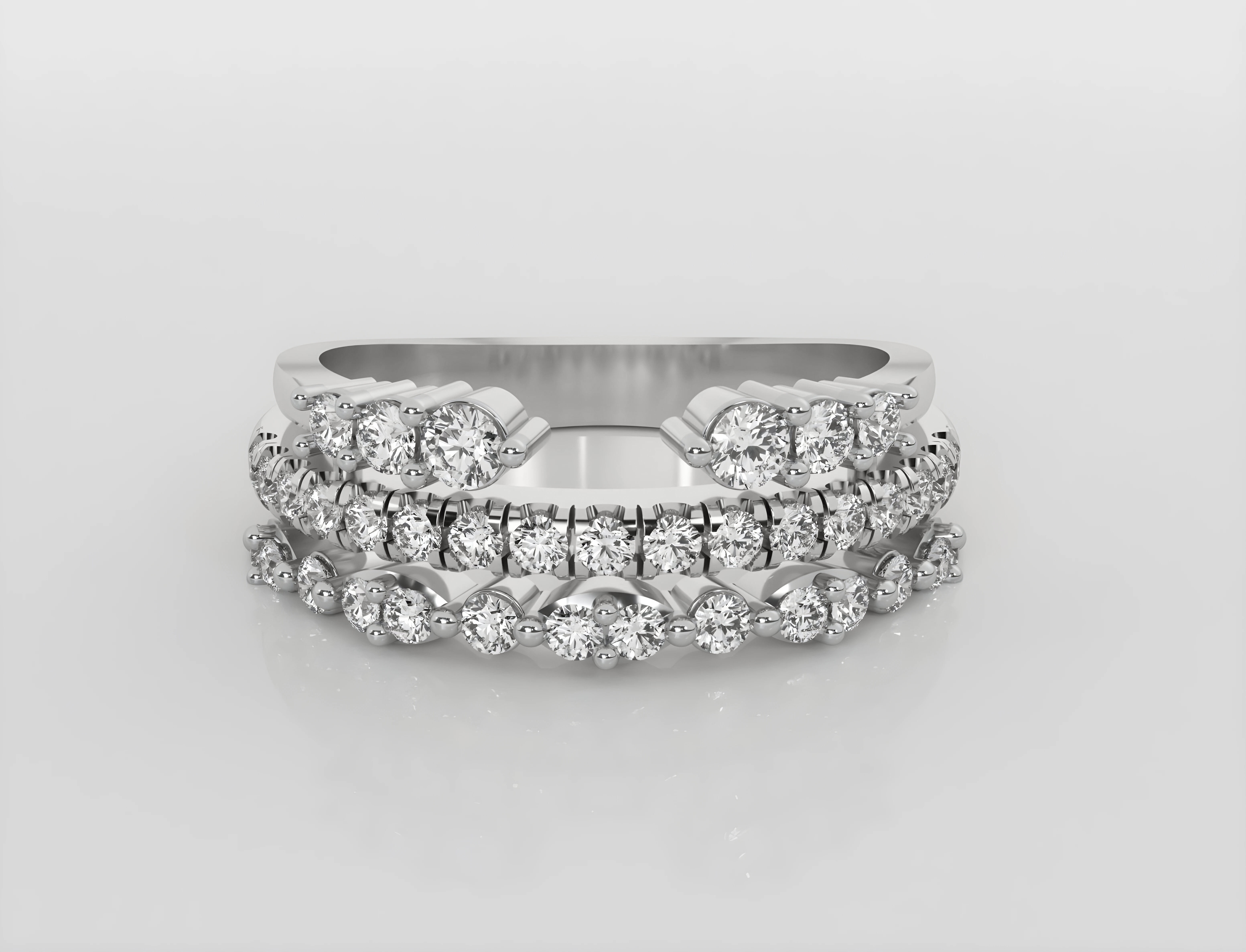 Tri Wire diamond ring 3dm stl render detail 3D print model_3